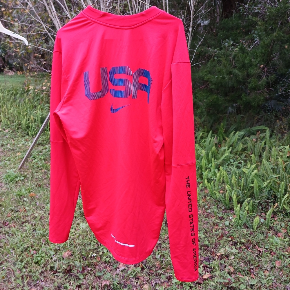 Nike USA Dri-FIT Team USA Half Zip Running Shirt Mens Medium
